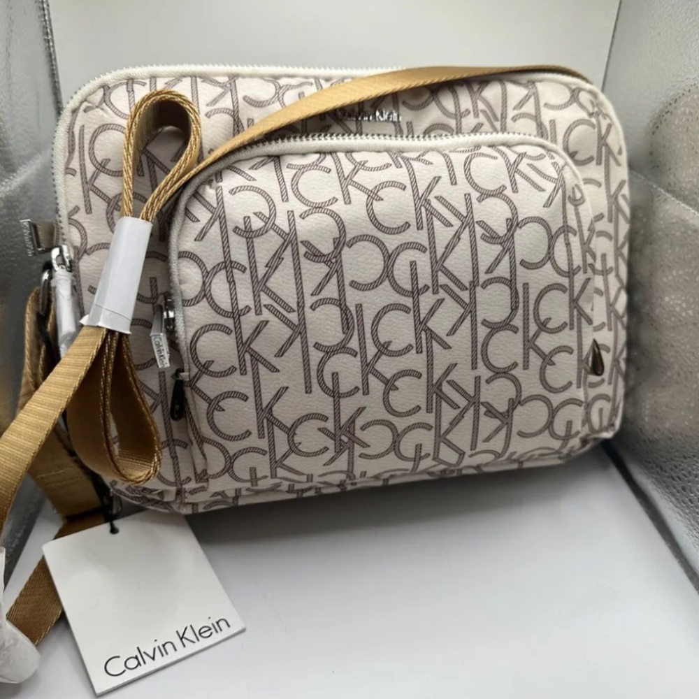 Calvin Klein CK Print Cross Body Shoulder Bag Purse